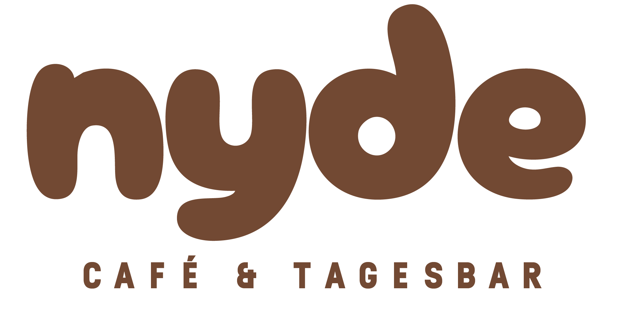 das logo nyde cafe & tagesbar in der hauptfarbe braun